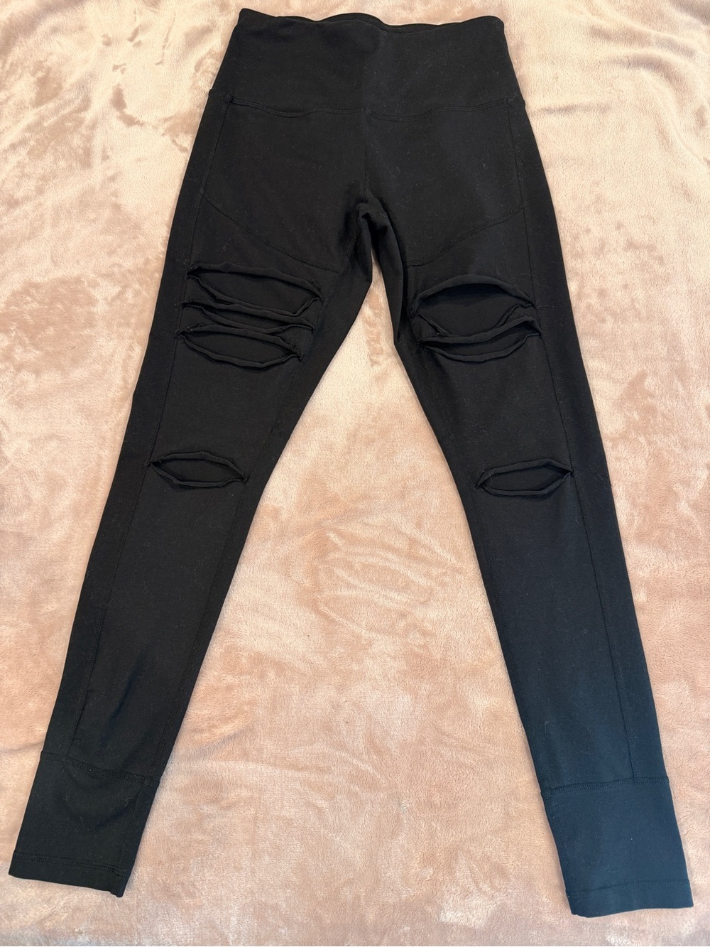 Zella Black Distressed Cutout High-Waisted Leggings Size Small